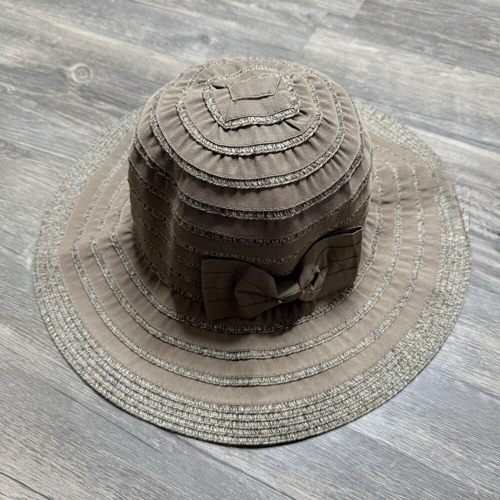 C.C. Sun Hat Packable Wide Brim Taupe Beach Resort Boho Travel Hat NWT
